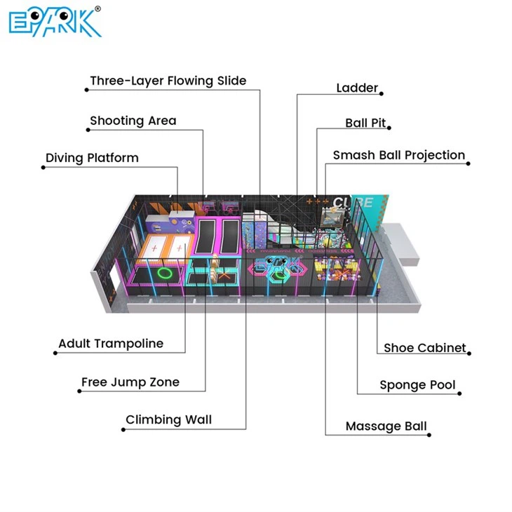 Large Trampoline Park Colorful Adventure Playland suppliers